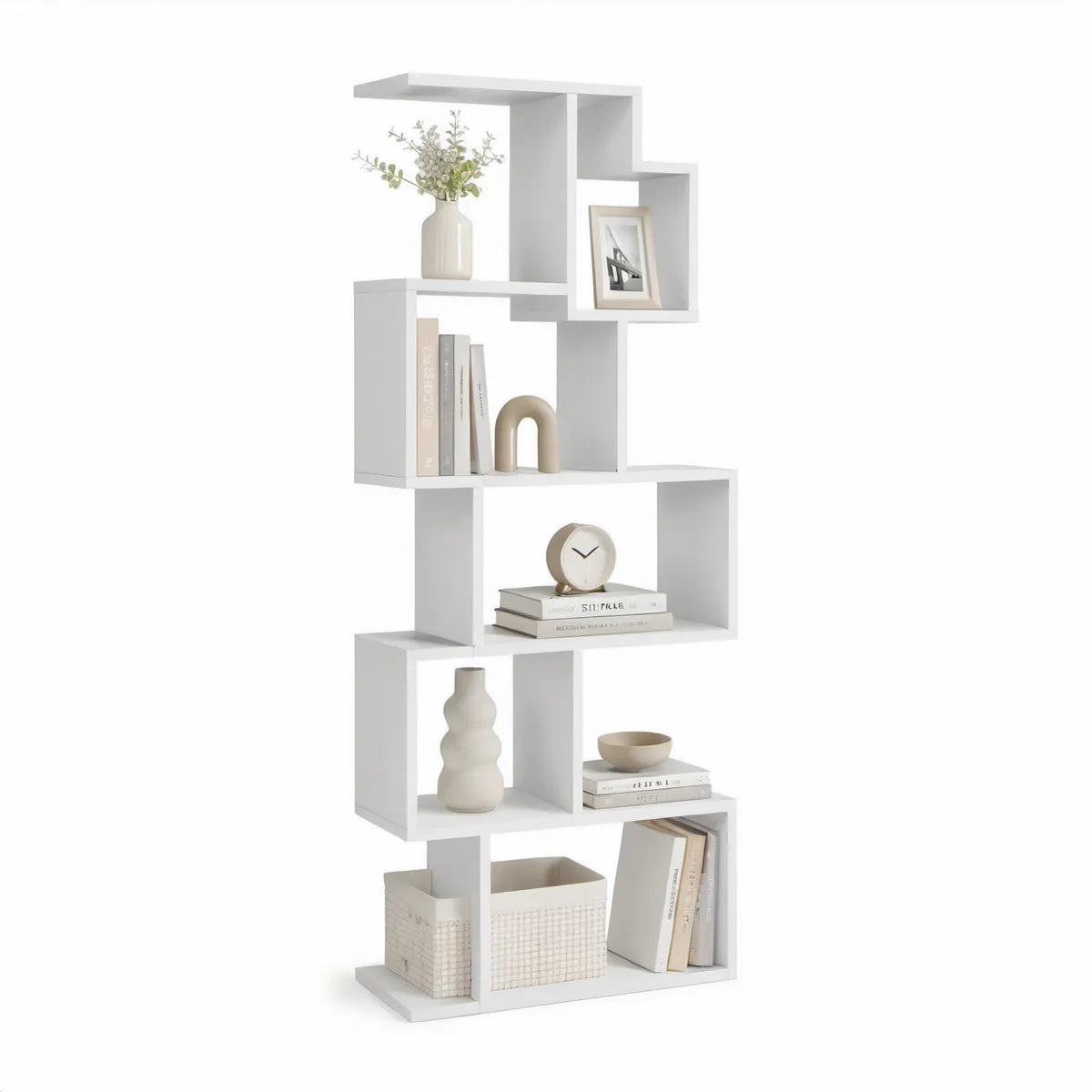Estante Vertical Escalonada em MDF Branco 80 x 24 x 160 cm