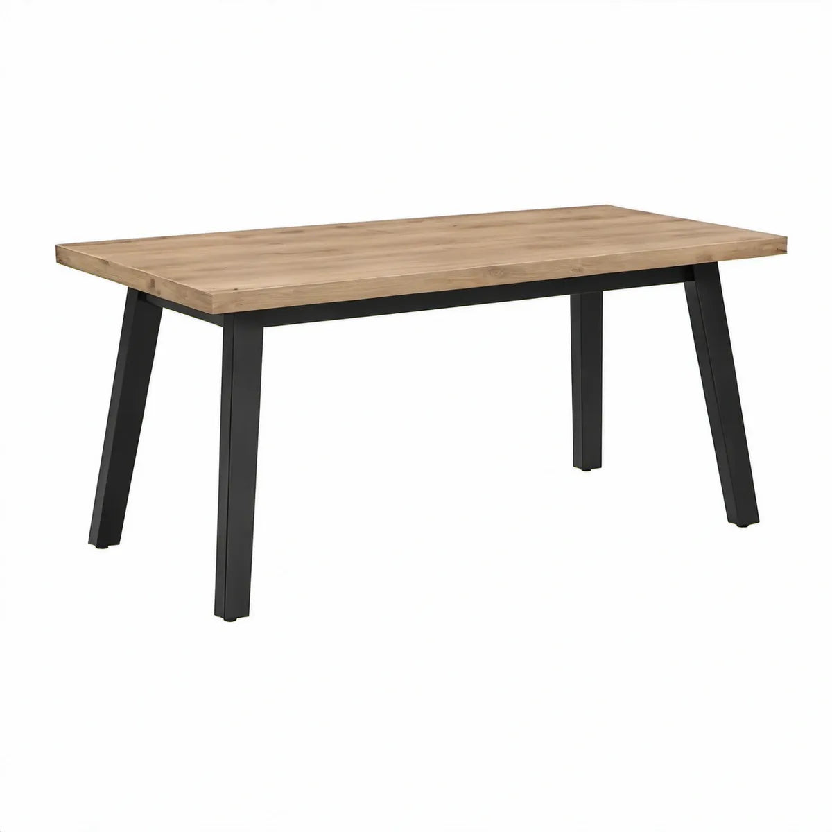 Mesa de Jantar Retangular em Madeira Maciça de Acácia e Aço Preto 160 x 90 x 75 cm