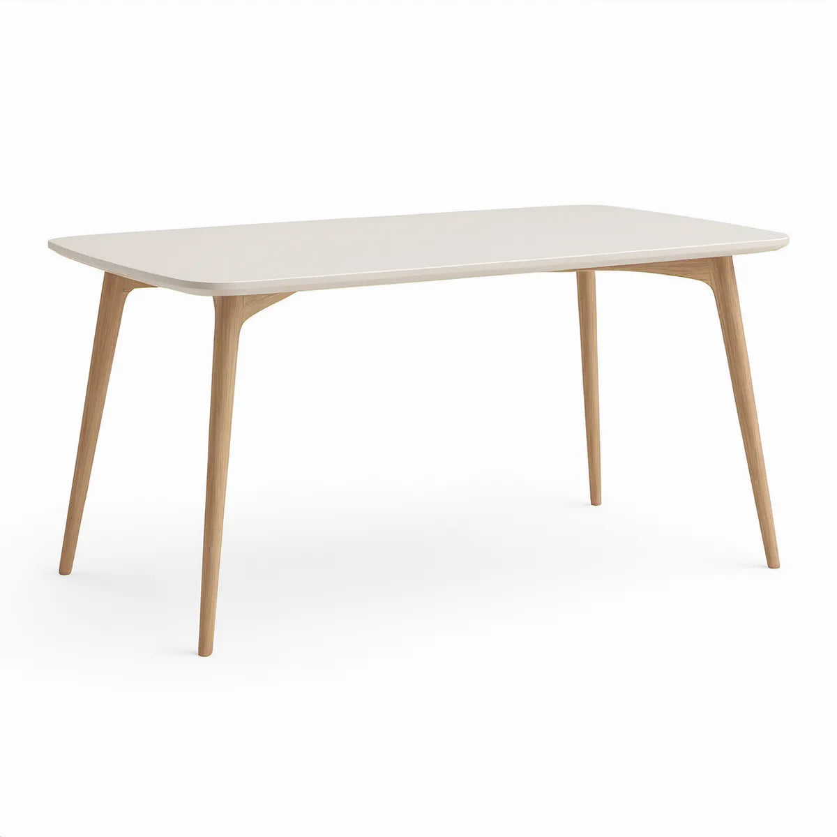 Mesa de jantar retangular 140 x 80 x 75 cm em MDF branco e carvalho natural