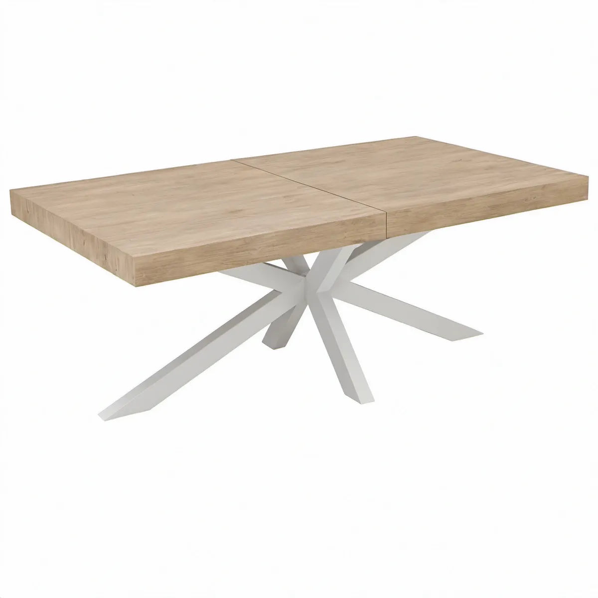Mesa de Jantar Extensível Retangular 160-200 x 90 x 76 cm em Carvalho Claro e Branco