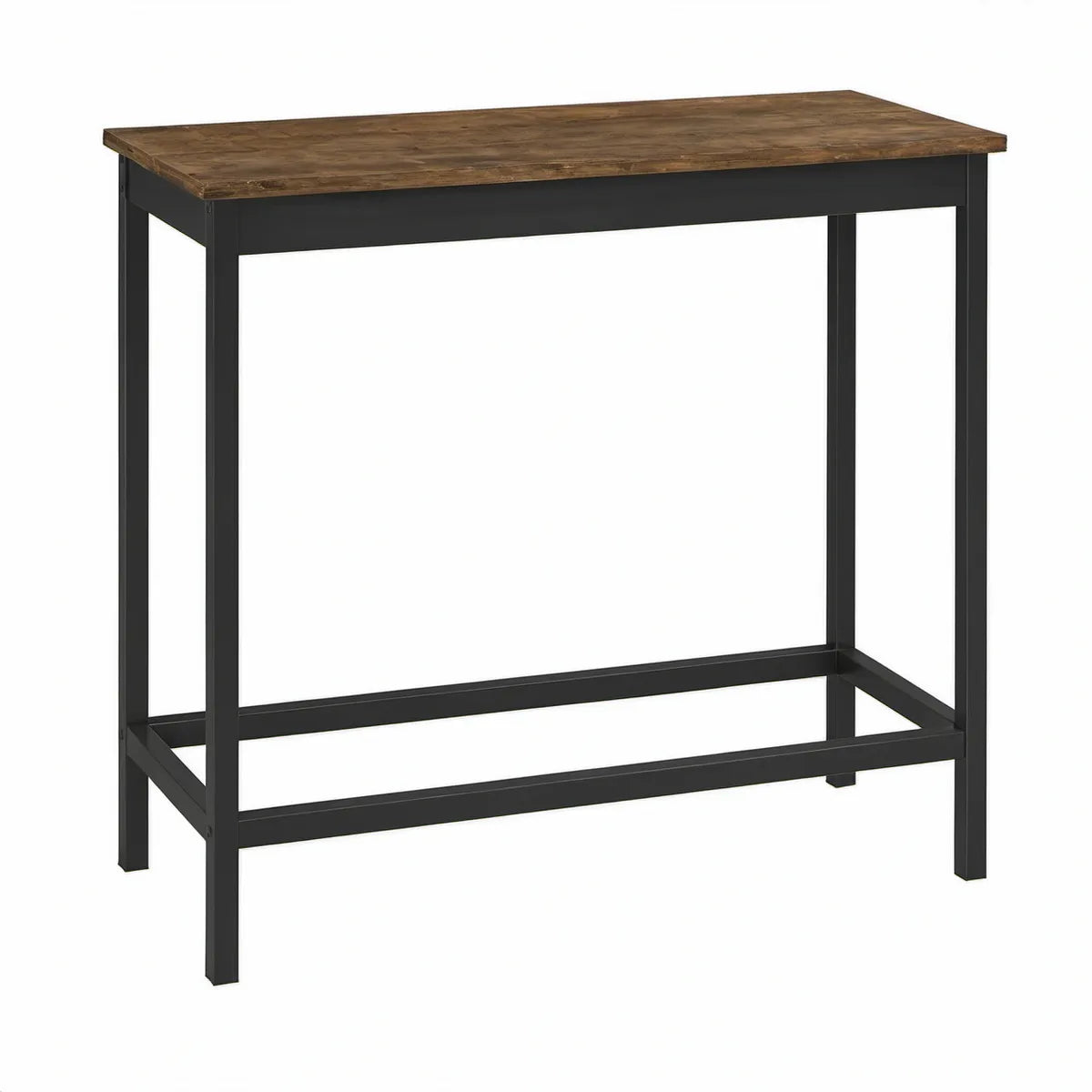 Mesa Alta Retangular 110 x 50 x 105 cm em MDF Castanho e Aço Preto