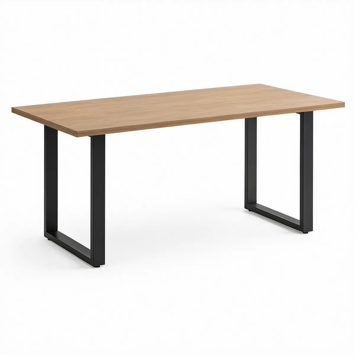 Mesa Retangular 160 x 80 x 75 cm em MDF Carvalho Natural e Aço Preto